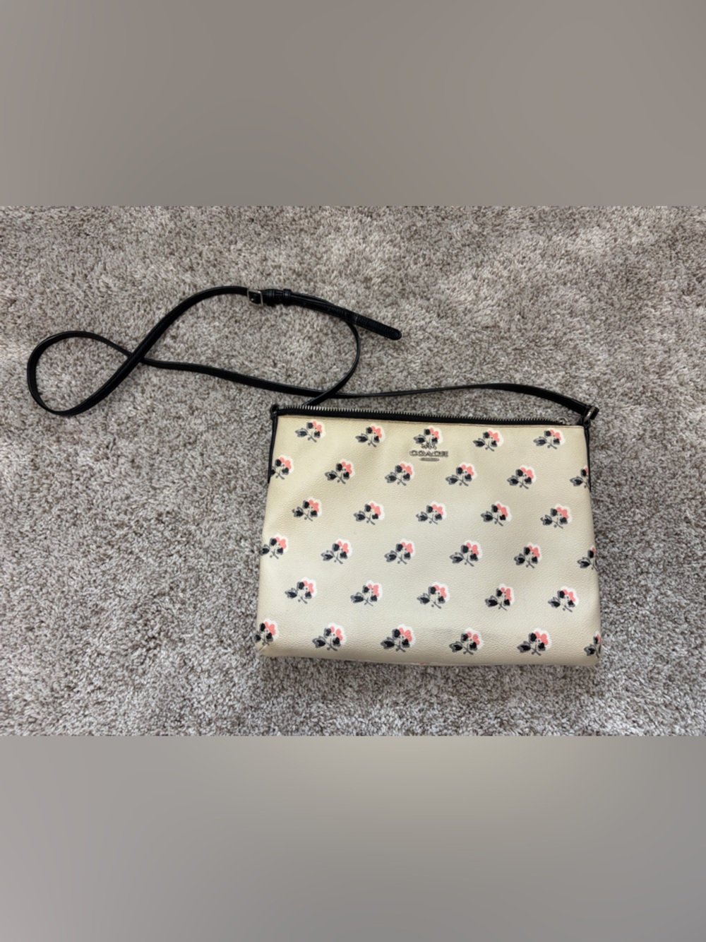Coach Floral Crossbody Bag with Black Strap